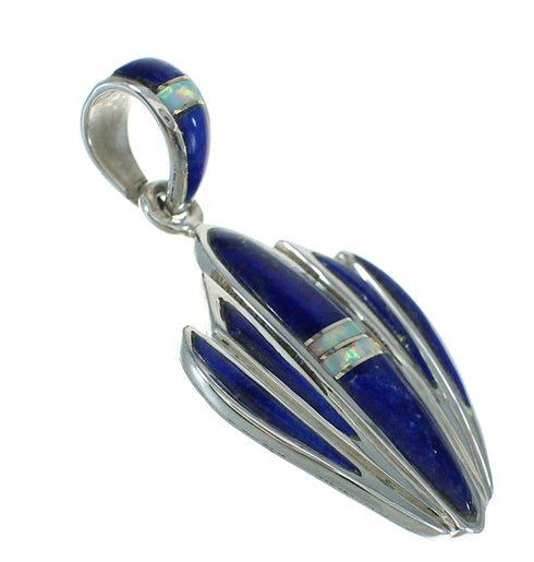 Lapis Opal And Sterling Silver Southwestern Pendant YX70342